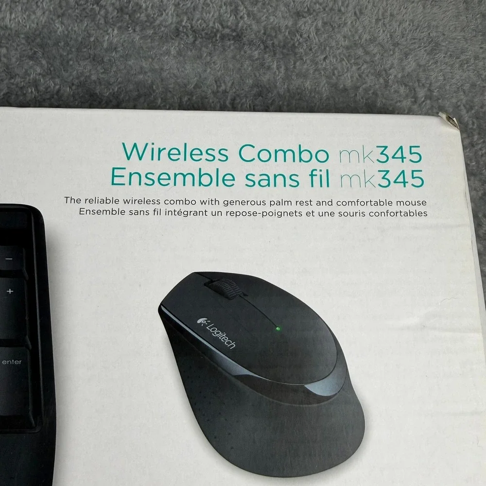 Logitech MK345 Wireless Keyboard Mouse Combo Black 920-006481 K345 M345 w/Dongle